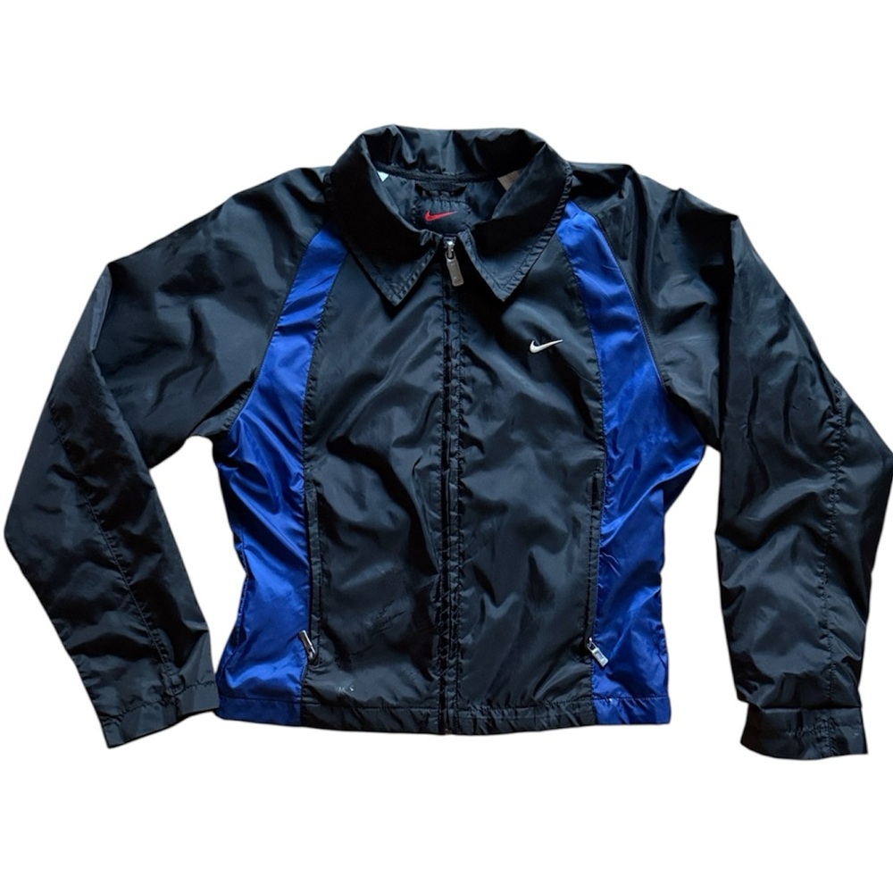 NIKE KIDS LIGHTWEIGHT FULL ZIP TRACK  JACKET BLACK BLUE ZIP POCKETS SIZE S (4-6)